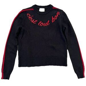 Cinq A Sept C’est Tout Bon Wool Sweater Black With Red Size XS